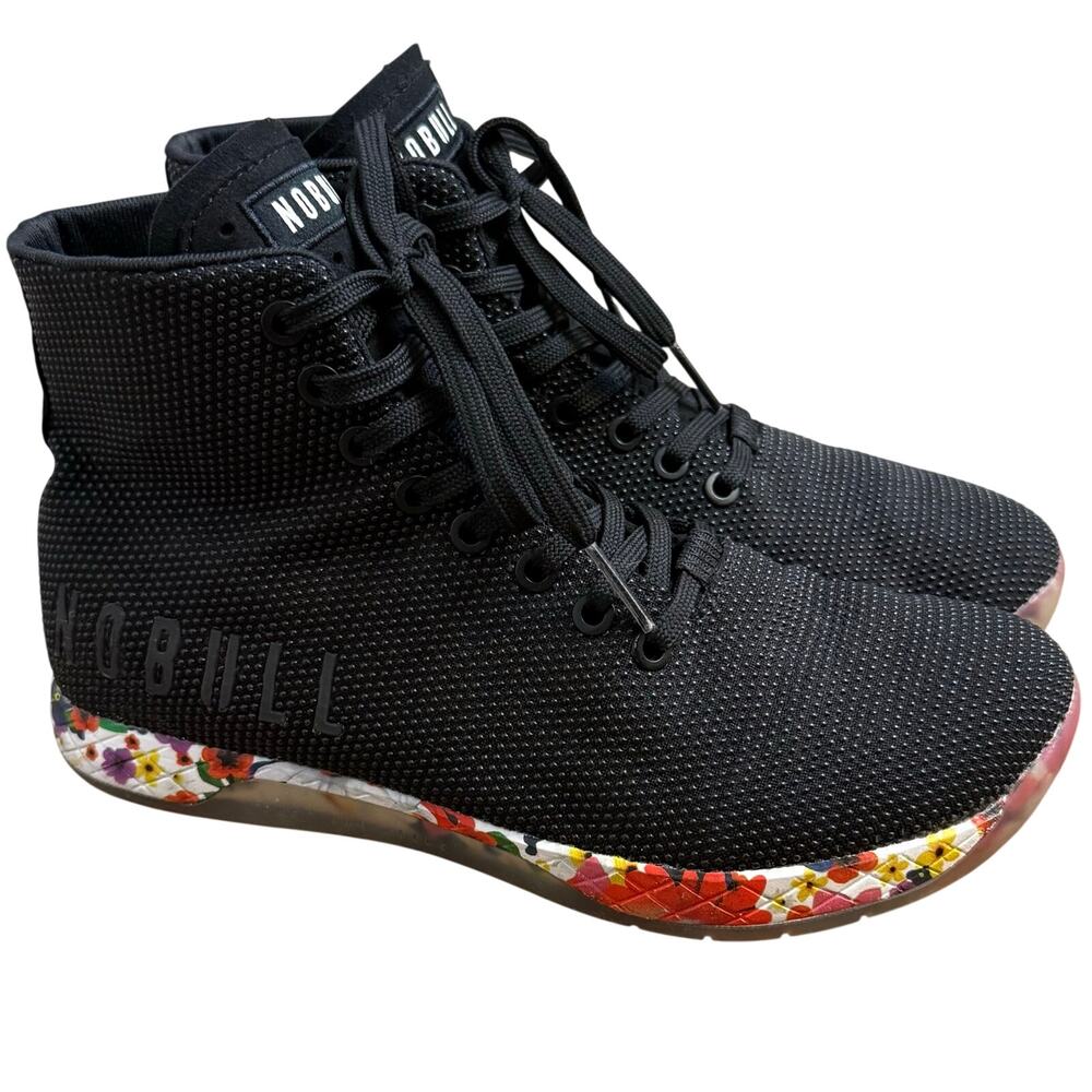 NOBULL Outwork High-Top Trainer CrossFit Shoe Black Floral Women US 8.5 EU 40